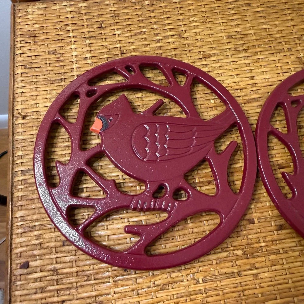 Pair (2) Red Cardinal Trivet 8